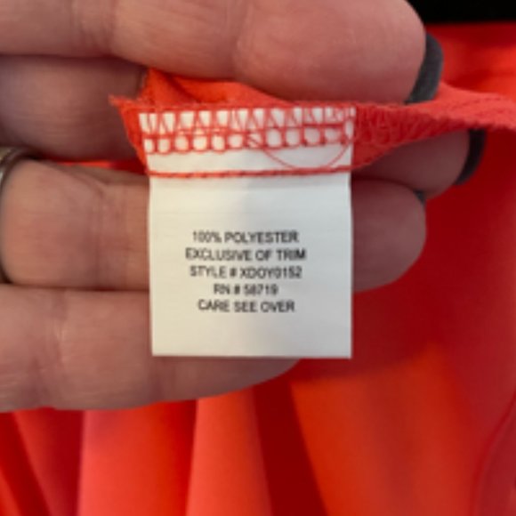 Long Sleeve Coral Blouse with shoulder pleats silver detail V Neck Size XL - Picture 3 of 5